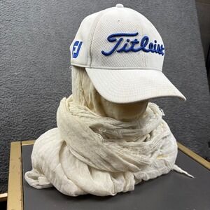 Titleist Pro V1 Golf Cap Hat White Blue Embroidered Flex Fit L XL